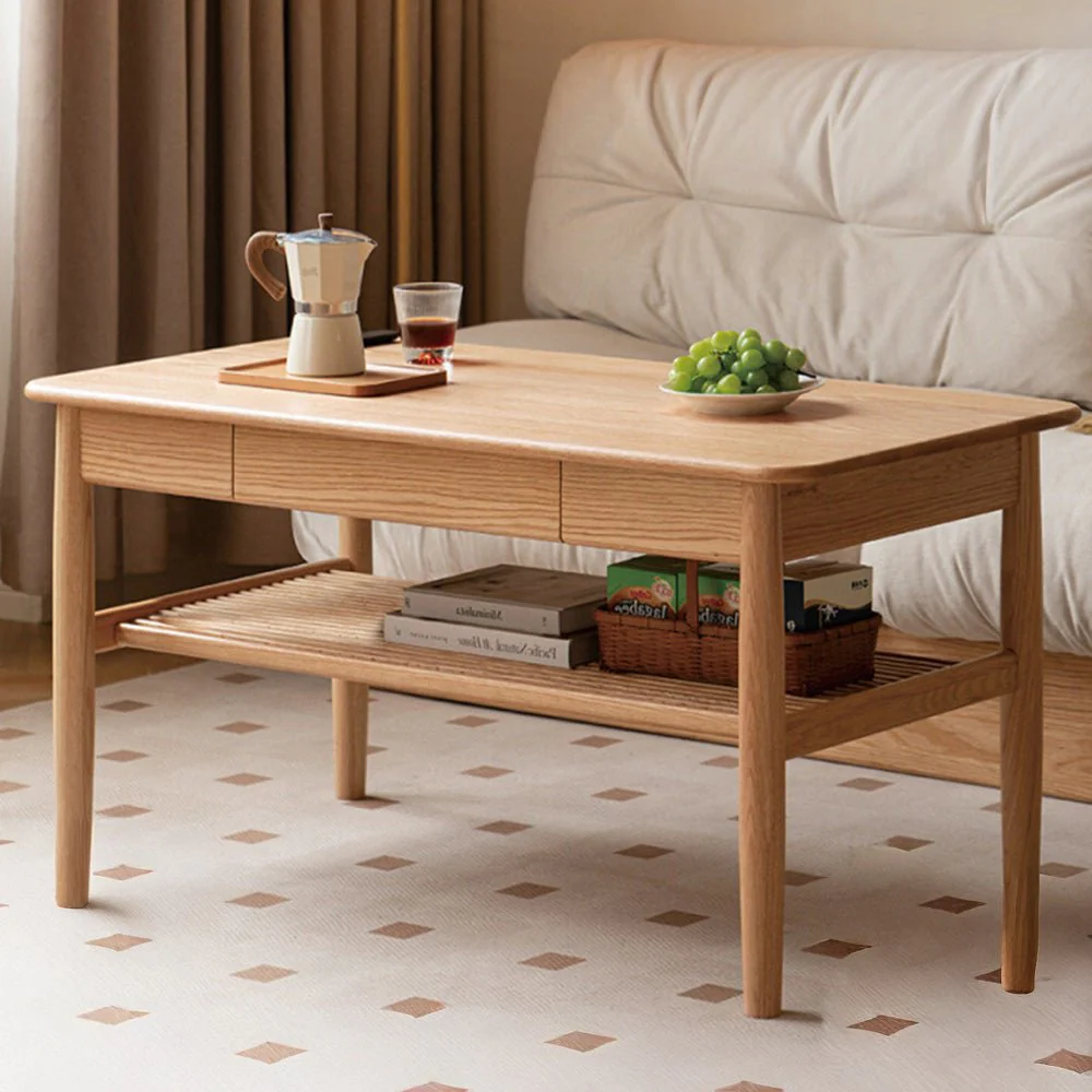 Mayen Natural Solid Oak Tall Coffee Table - Image 2