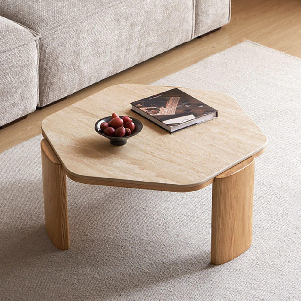 Millis Natural Solid Ash Coffee Table with Ceramic Top - Image 3