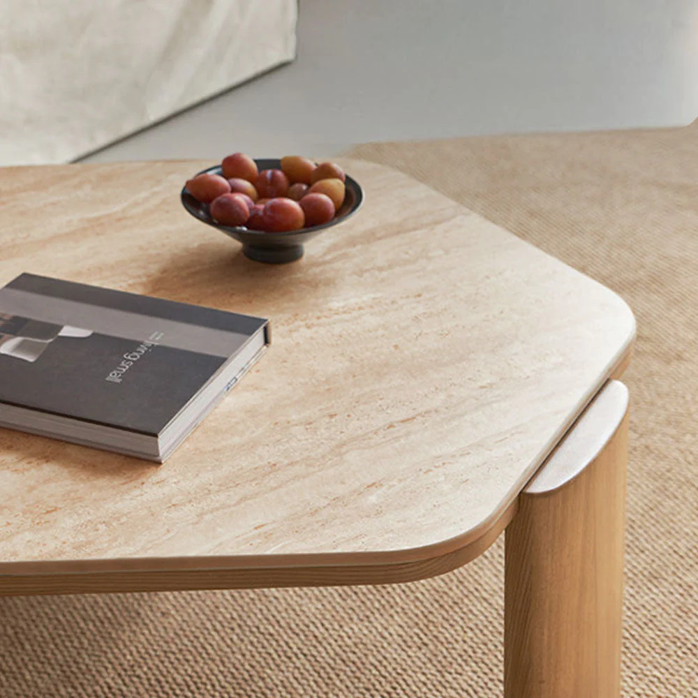 Millis Natural Solid Ash Coffee Table with Ceramic Top - Image 4