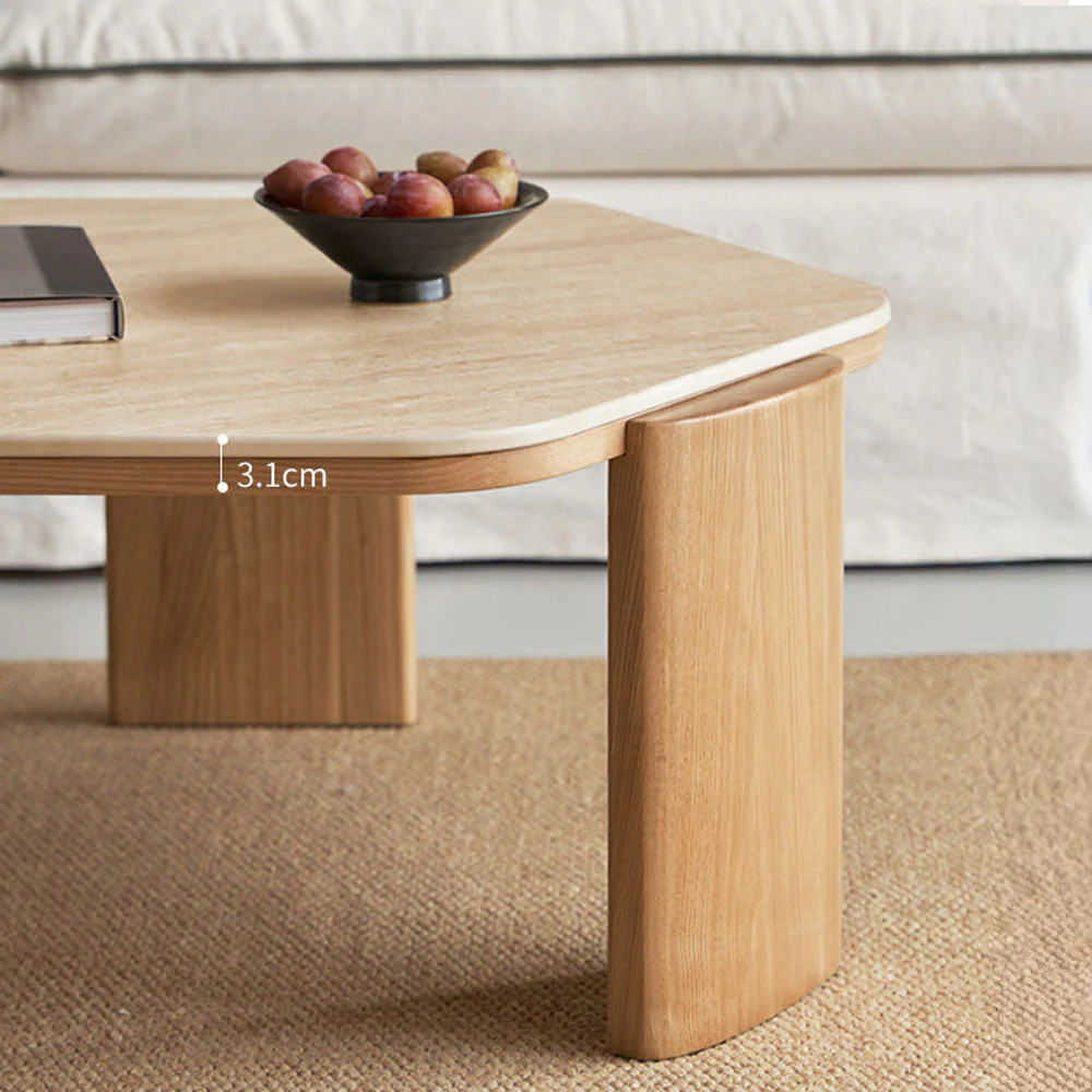 Millis Natural Solid Ash Coffee Table with Ceramic Top - Image 5