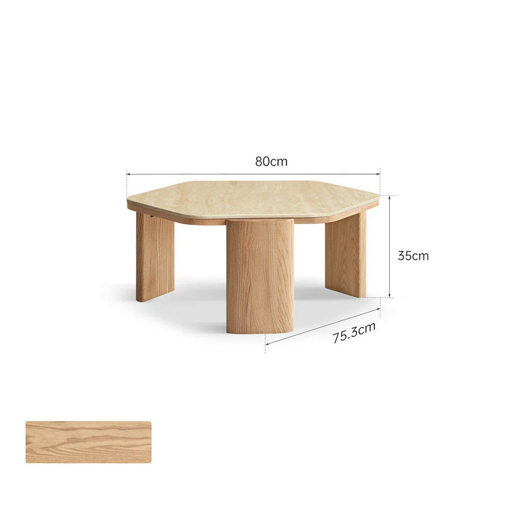 Millis Natural Solid Ash Coffee Table with Ceramic Top - Image 7