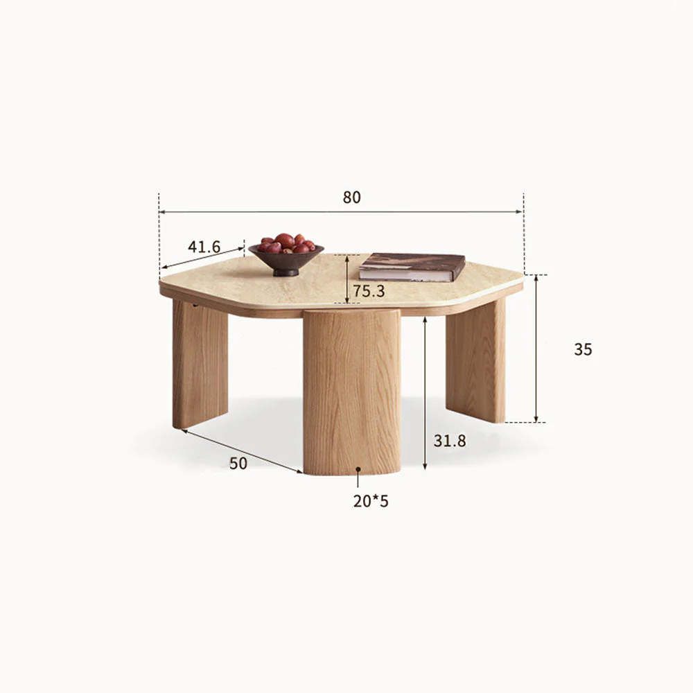 Millis Natural Solid Ash Coffee Table with Ceramic Top - Image 8