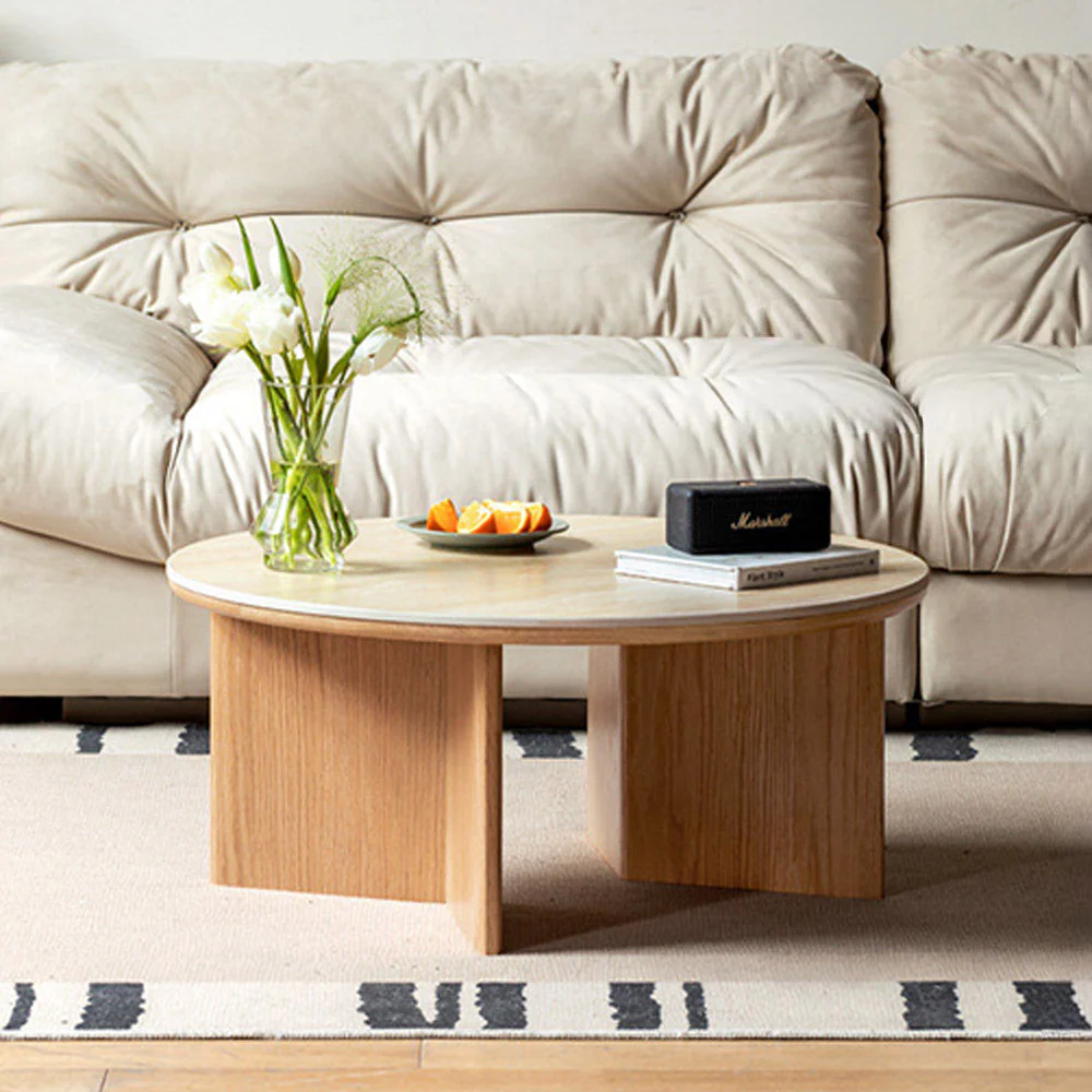 Mirto Natural Solid Oak Coffee Table with Ceramic Top - Image 2