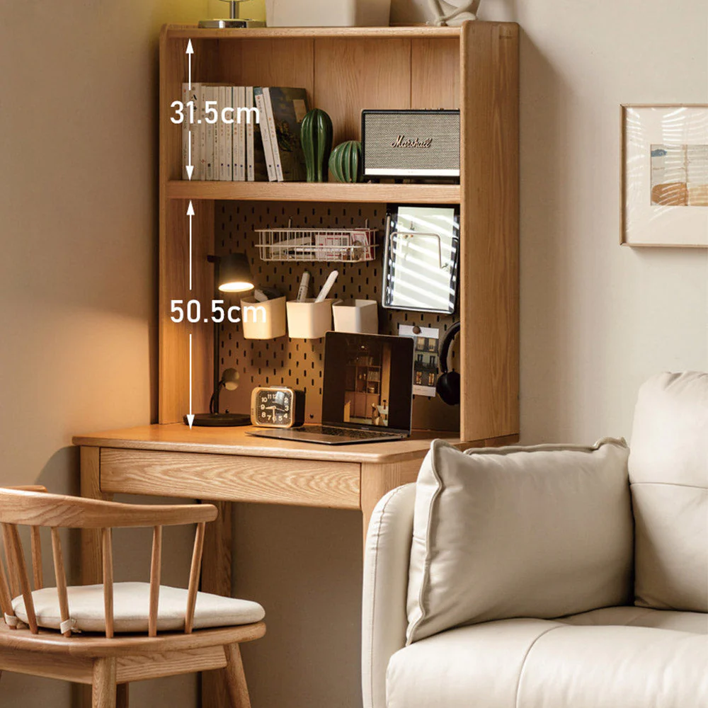 Monte Natural Solid Oak Desk with Hutch - Image 8