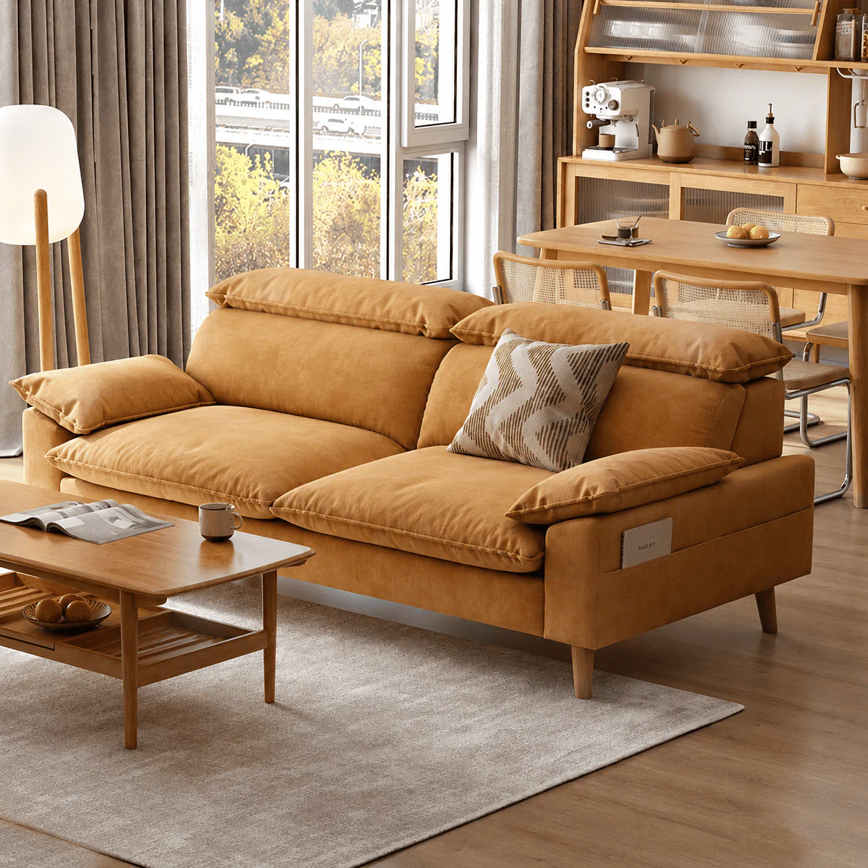 Mork Corduroy Fabric Sofa - Image 3