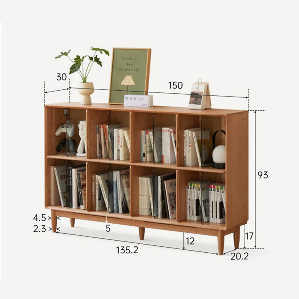 Myrland Natural Solid Oak Low Bookcase - Image 7