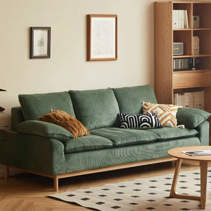 Natori Solid Oak Corduroy Fabric Sofa