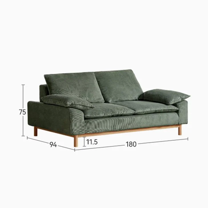 Natori Solid Oak Corduroy Fabric Sofa - Image 4