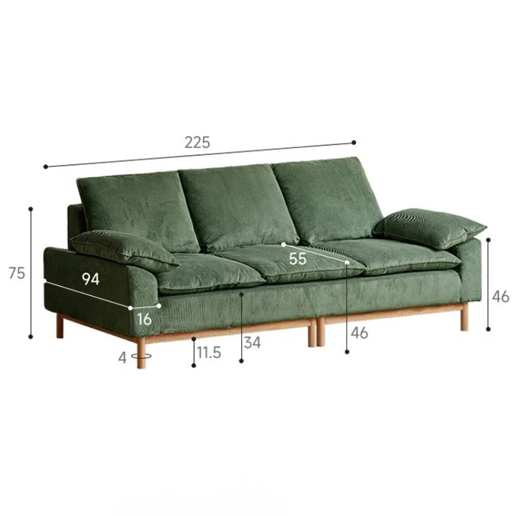 Natori Solid Oak Corduroy Fabric Sofa - Image 5