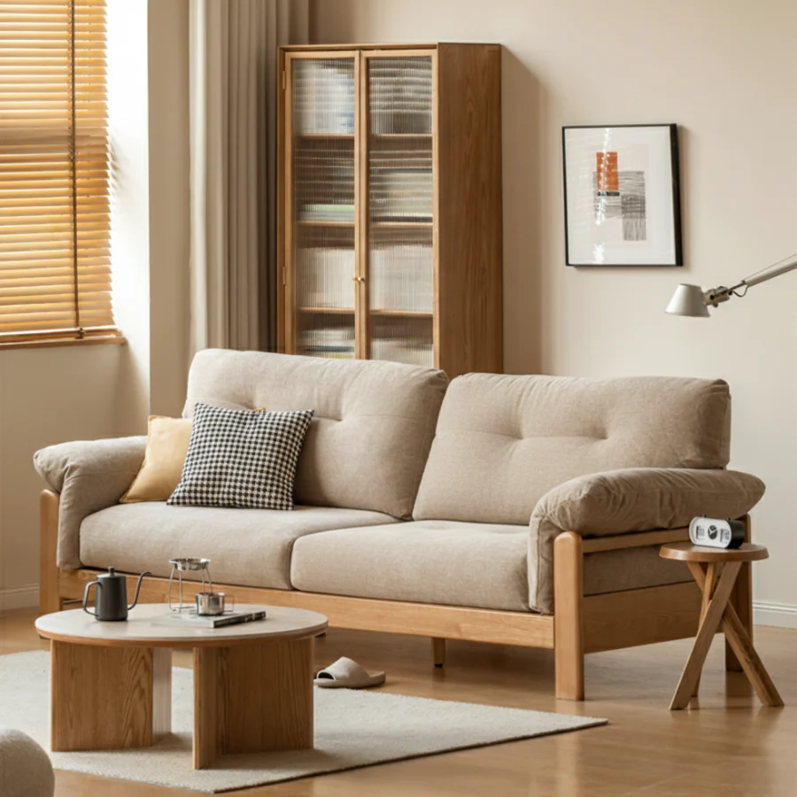 Neuffen Natural Solid Ash Chenille Sofa - Image 2