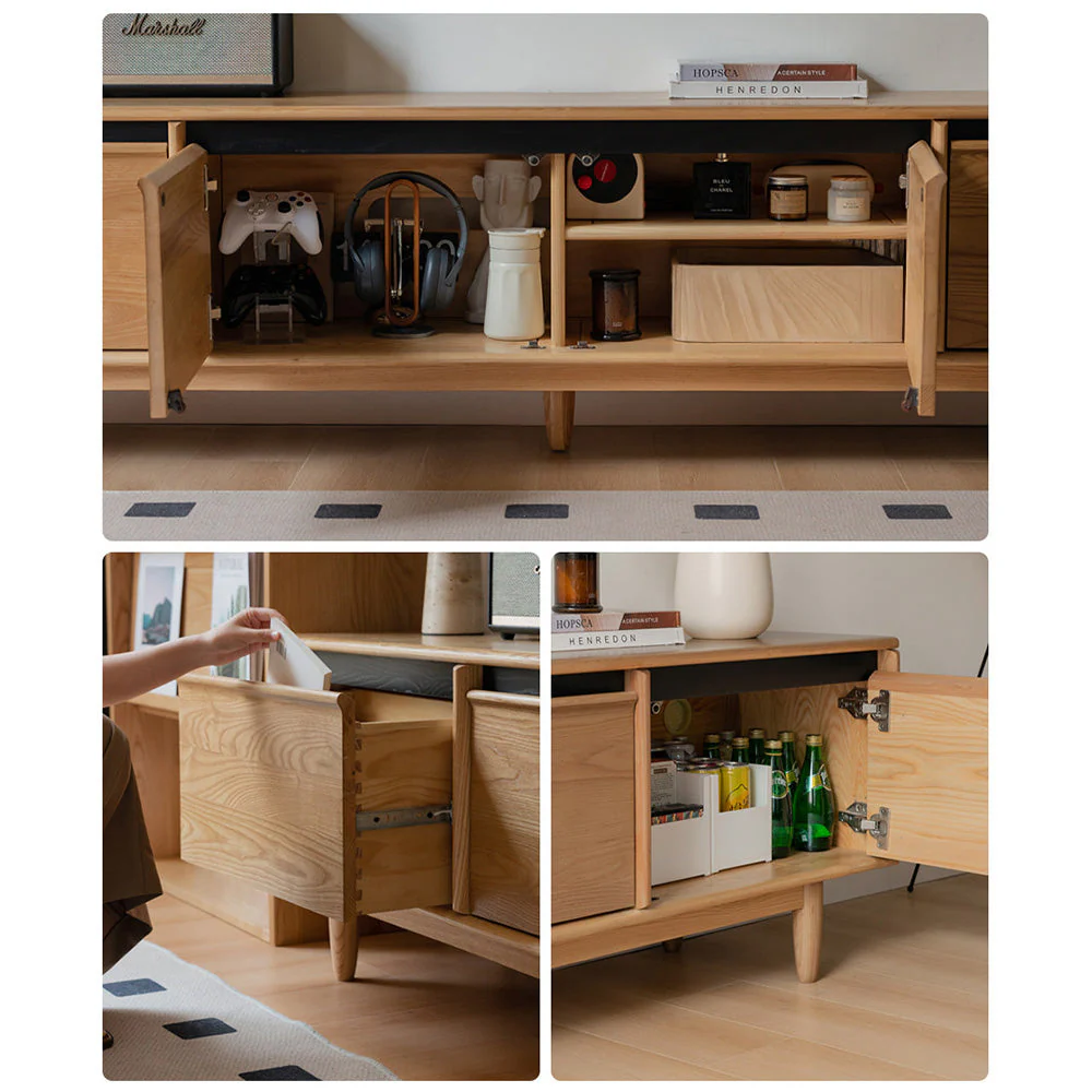 Novara Natural Solid Ash  Entertainment Unit - Image 8