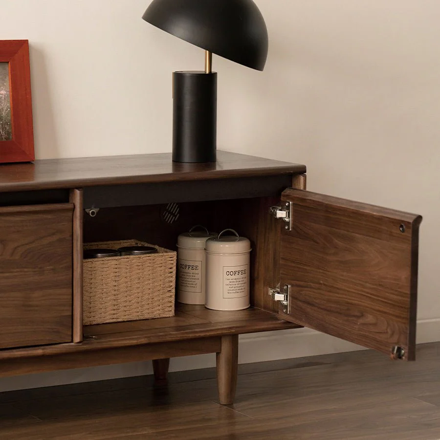 Novara Natural Solid Walnut Entertainment Unit - Image 5