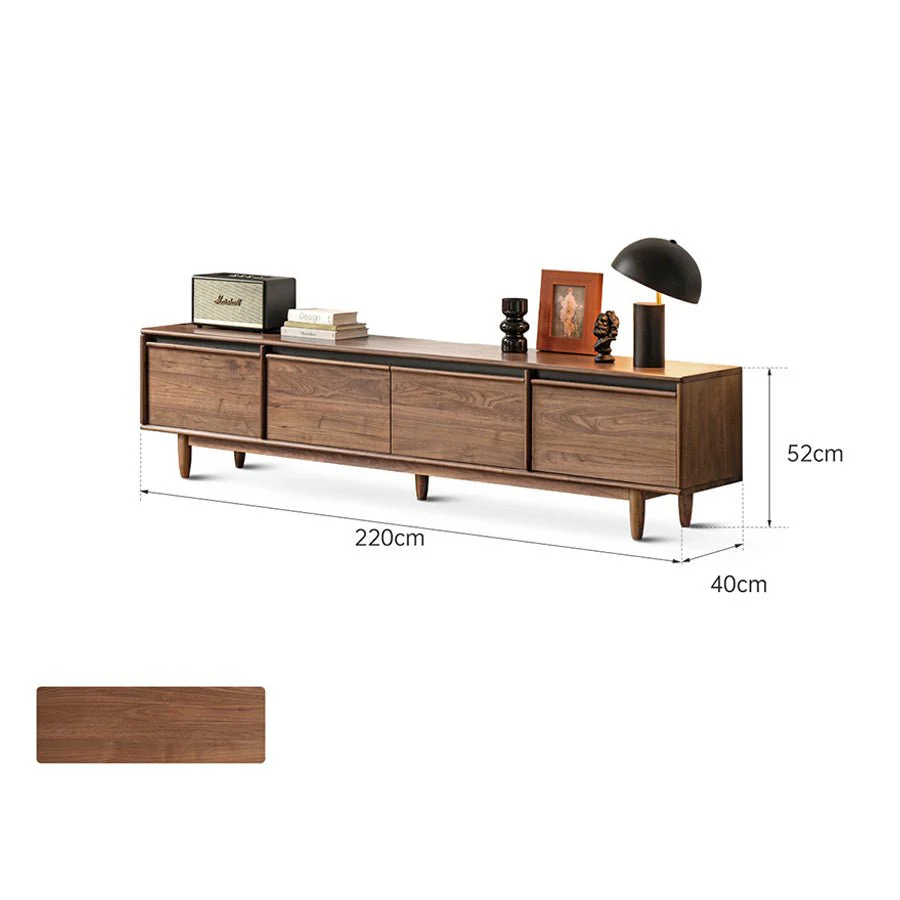 Novara Natural Solid Walnut Entertainment Unit - Image 7