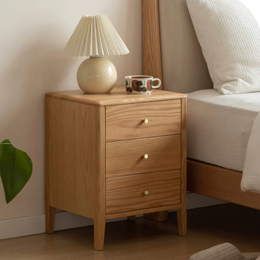 Oslo Natural Solid Oak Bedside Table Design 3
