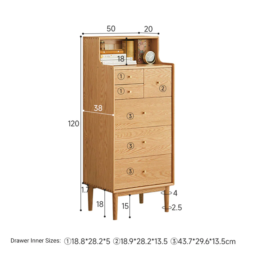 Oslo Natural Solid Oak 3 Over 3 Tallboy - Image 8