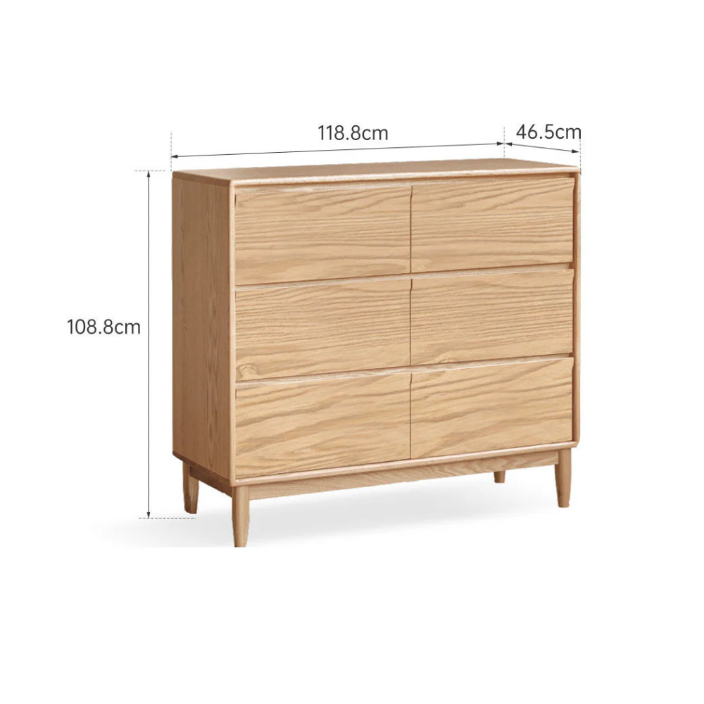 Pello Natural Solid Oak 6 Drawers Tallboy - Image 6