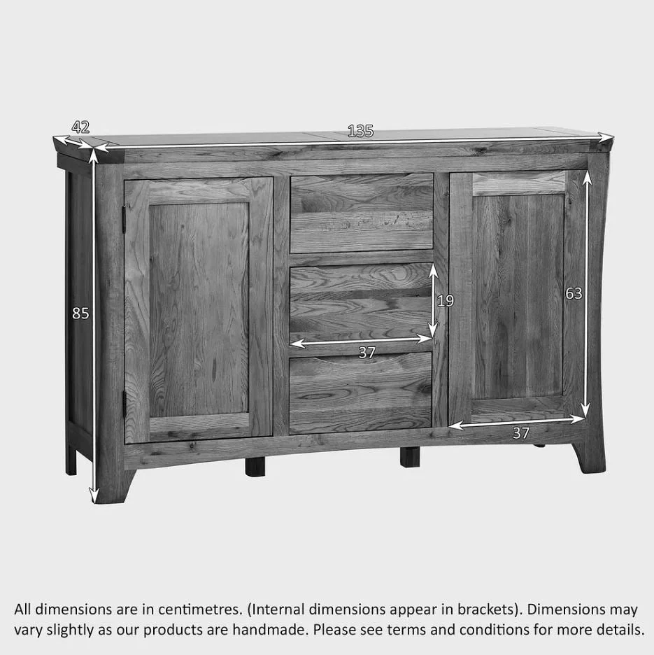 Renwick Rustic Solid Oak Large Sideboard with Hutch Dresser - Image 7