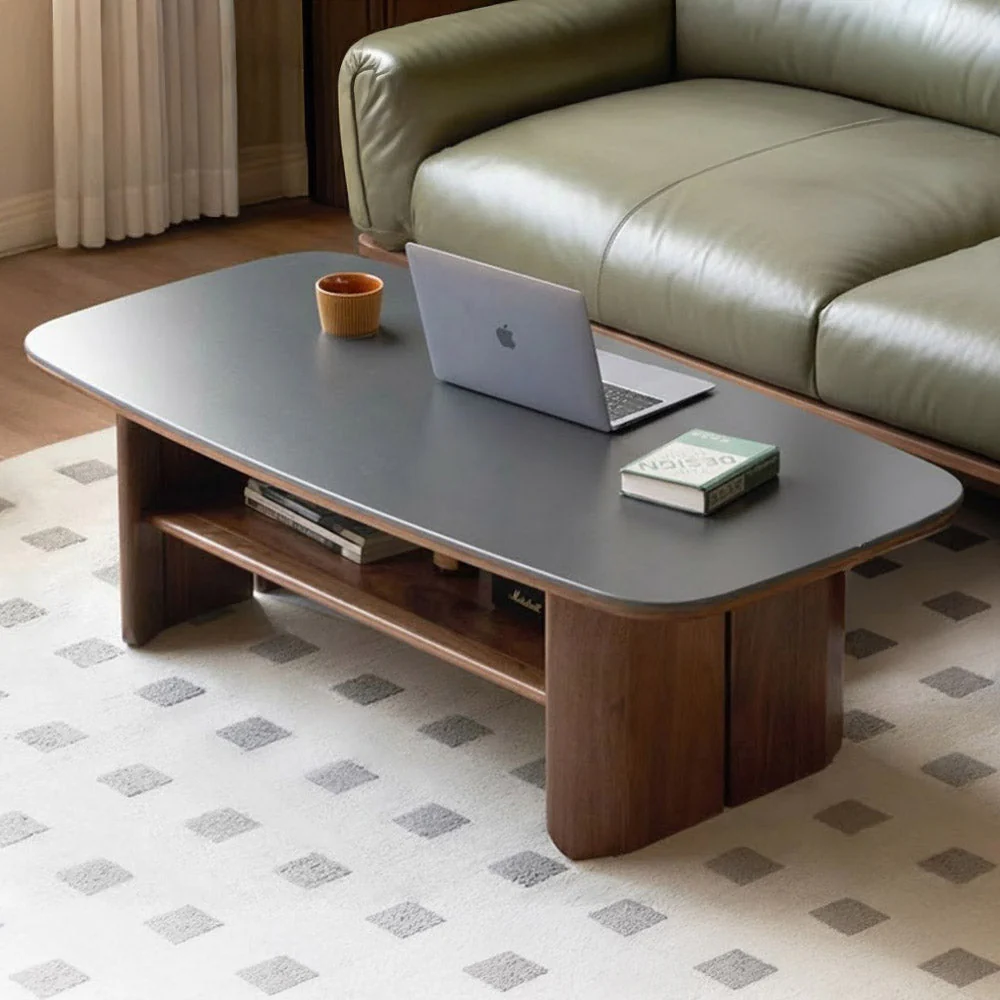 Riano Natural Solid Walnut Coffee Table with Ceramic Top - Image 2