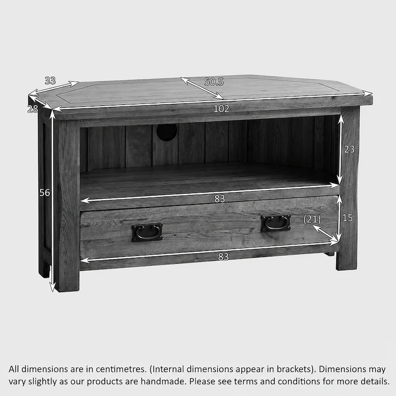 Rustic Country Solid Oak Corner TV Cabinet - Image 5
