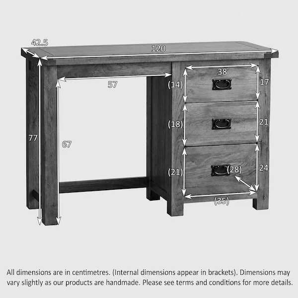Rustic Country Solid Oak Dressing Table - Image 5