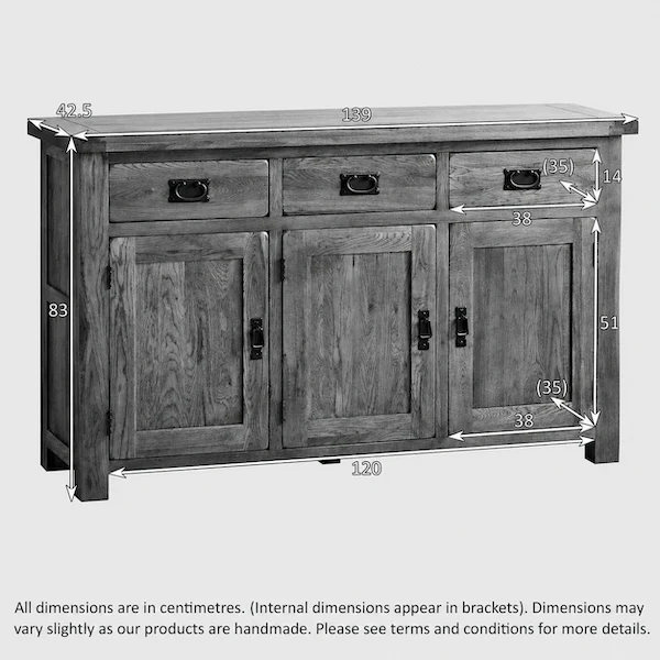 Rustic Country Solid Oak Large Sideboard with Hutch Dresser - Image 8