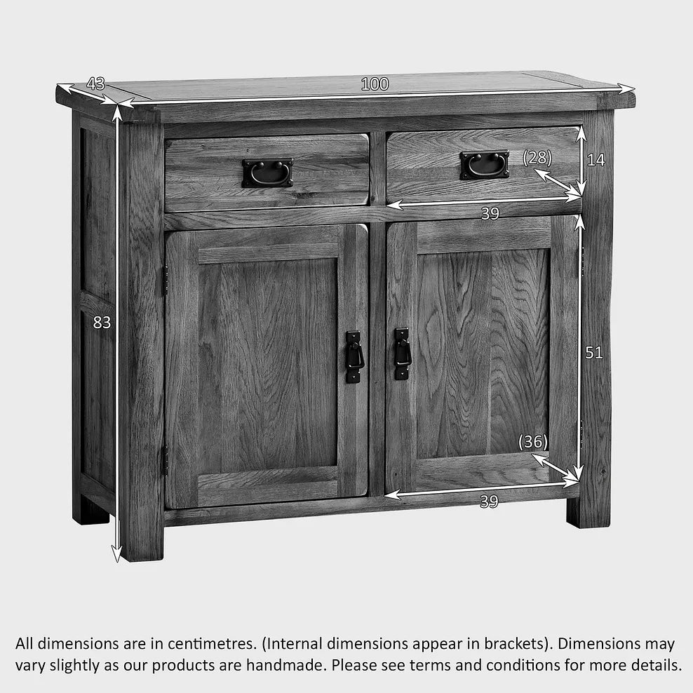 Rustic Country Solid Oak Small Sideboard - Image 5