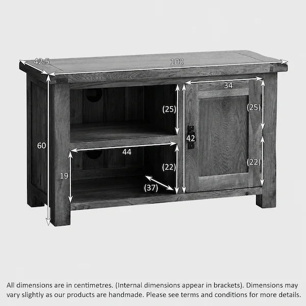 Rustic Country Solid Oak Small TV Cabinet - Image 4