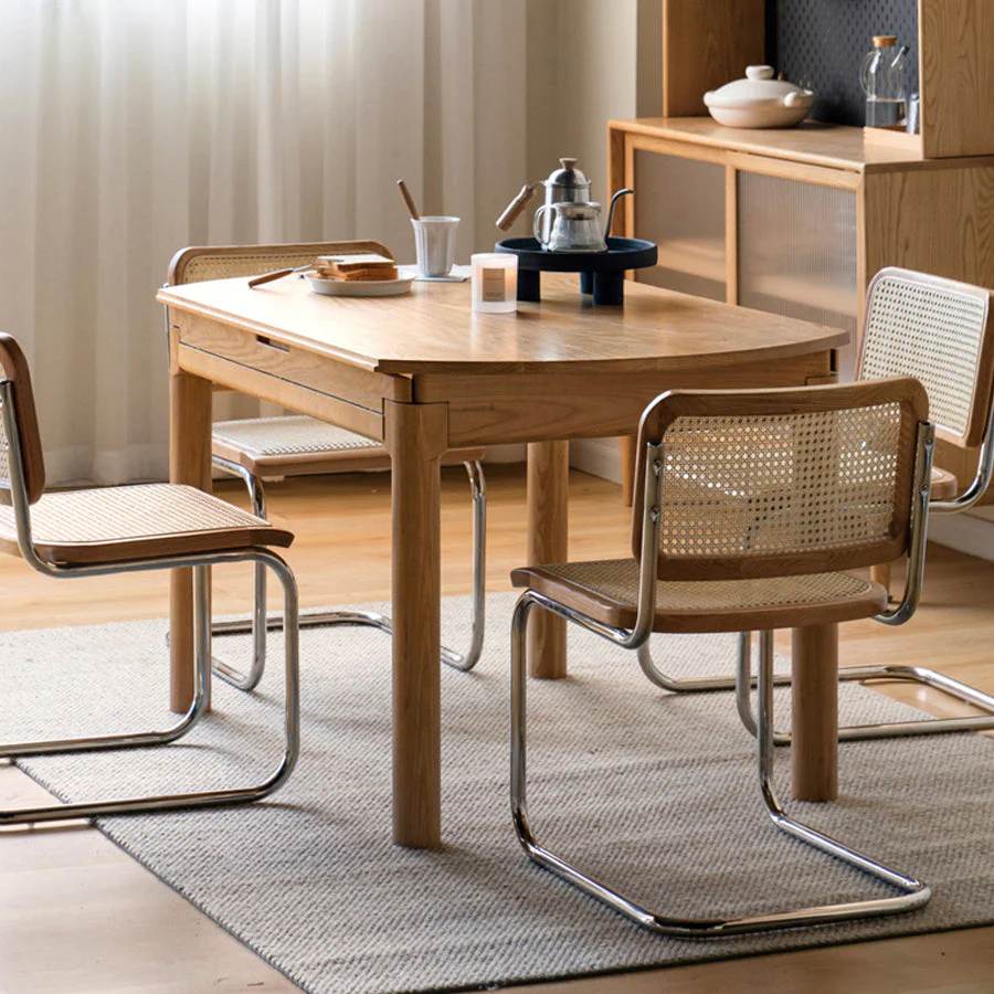 Seattle Natural Solid Ash Round Extendable Dining Table