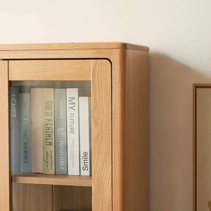 Seattle Natural Solid Oak Large Display Bookcase Cabinet - Image 6