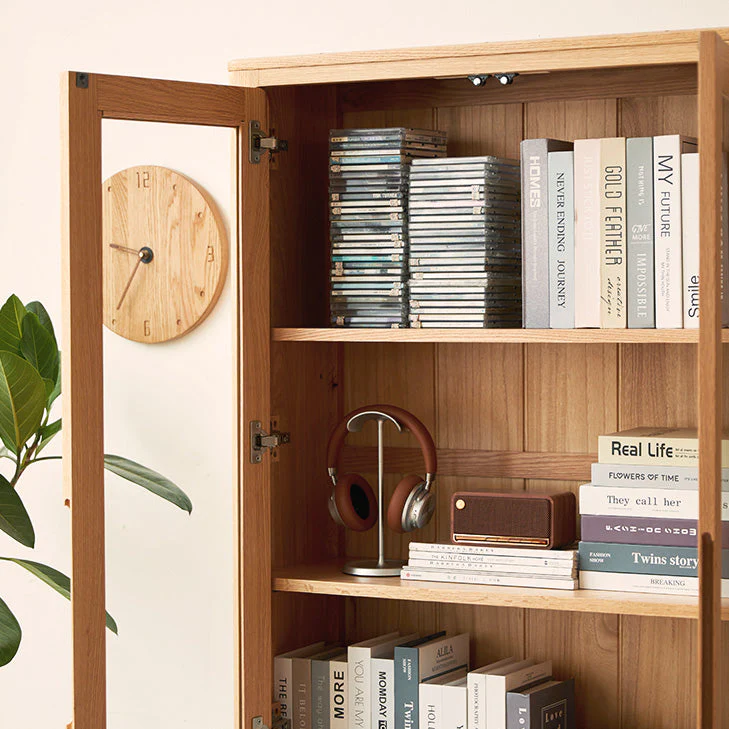 Seattle Natural Solid Oak Large Display Bookcase Cabinet - Image 8