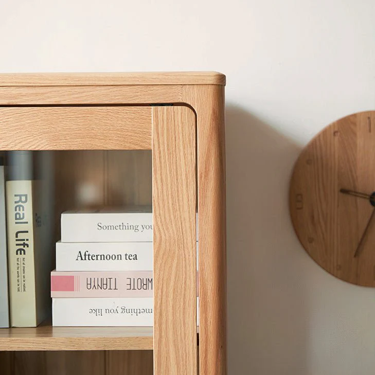 Seattle Natural Solid Oak Slim Display Cabinet - Image 5
