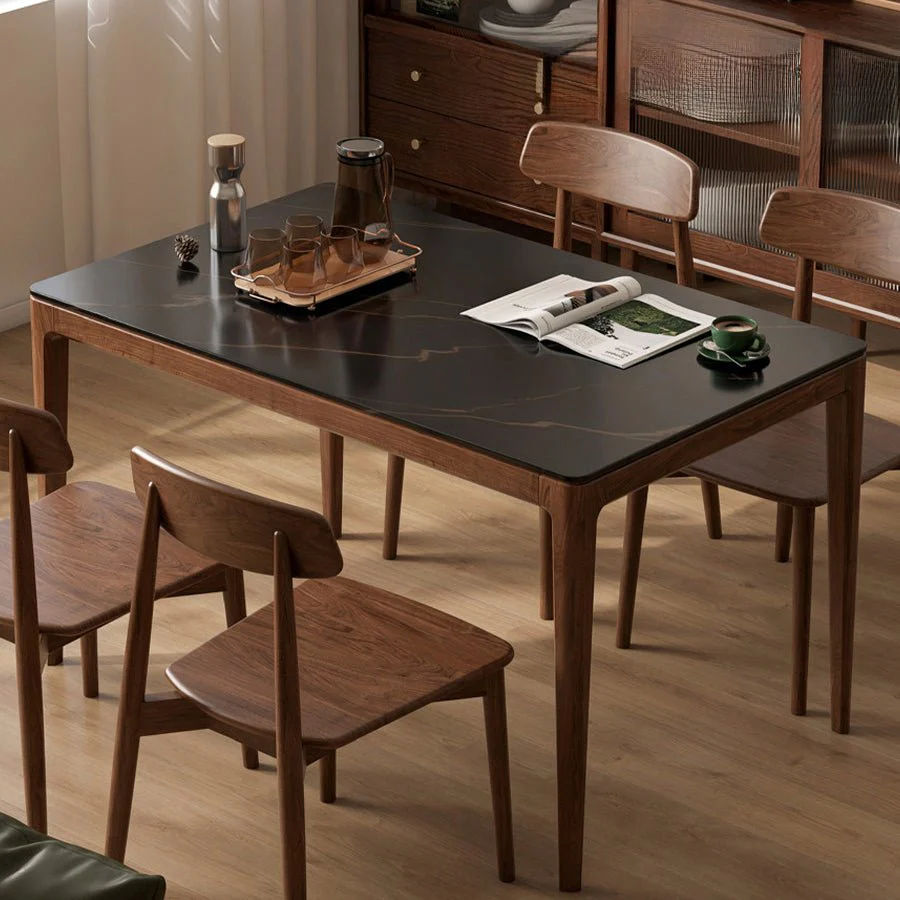 Seattle Natural Solid Walnut Dining Table with Ceramic Top - Image 3