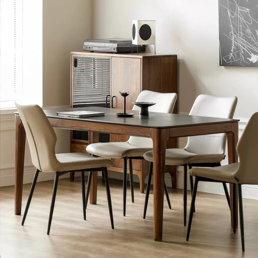 Seattle Natural Solid Walnut Dining Table with Ceramic Top - Image 4