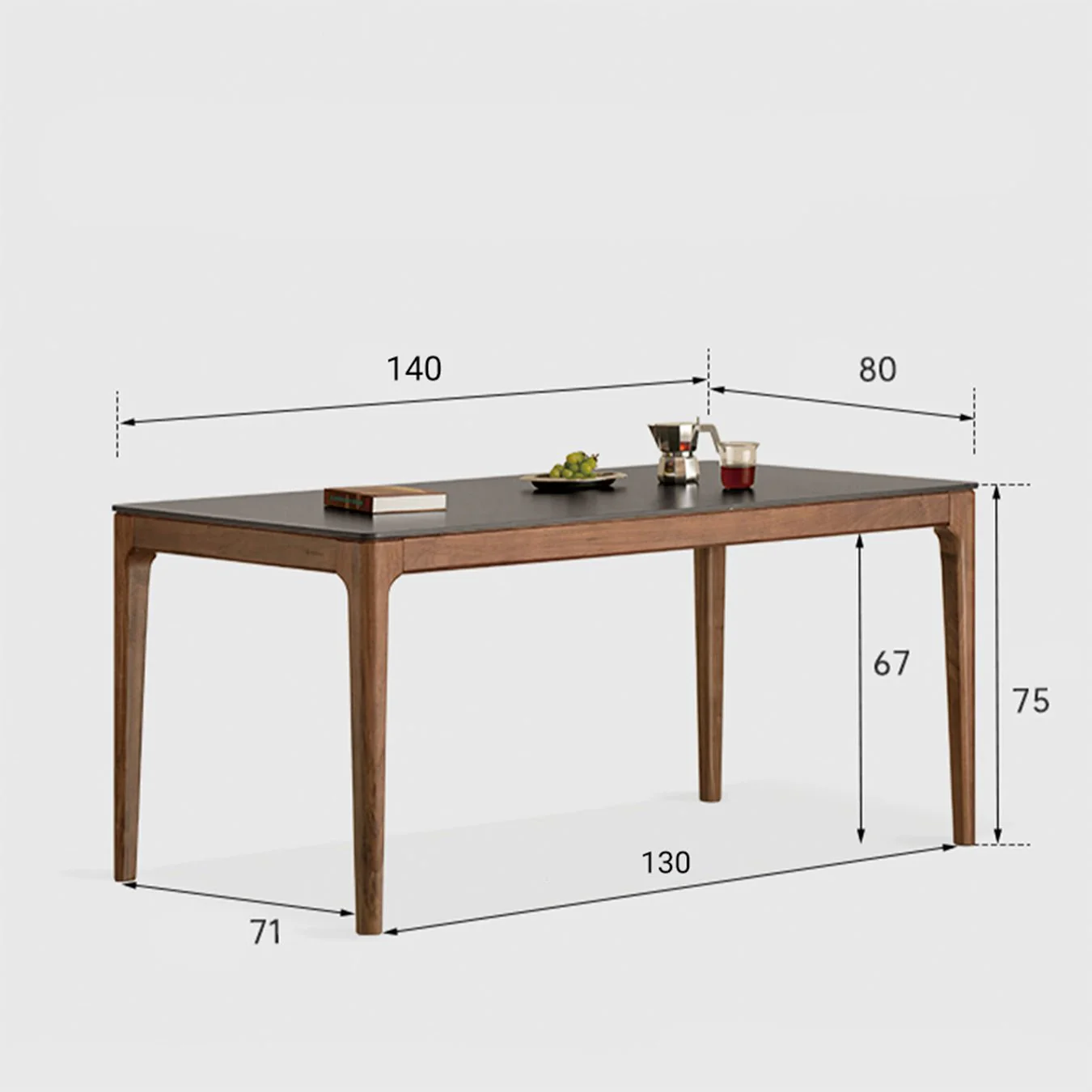 Seattle Natural Solid Walnut Dining Table with Ceramic Top - Image 7