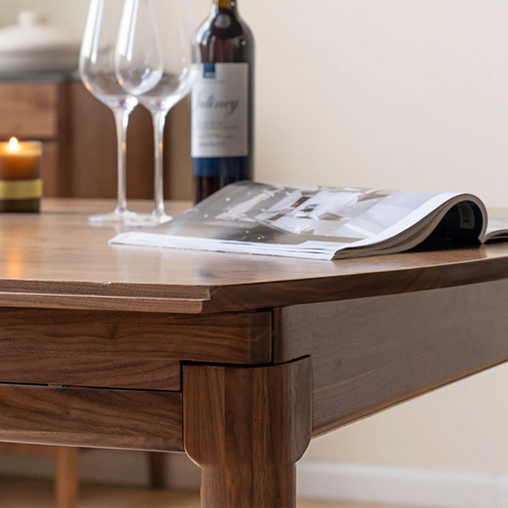 Seattle Natural Solid Walnut Round Extendable Dining Table - Image 6