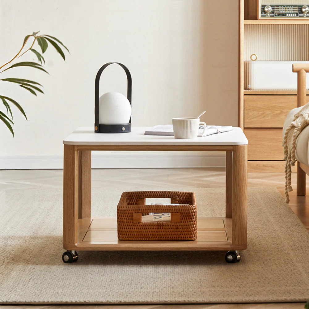 Serrada Natural Solid Oak Movable Coffee Table - Image 2