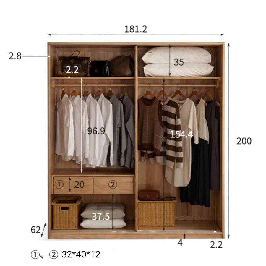 Siena Solid Oak Sliding Door Large Wardrobe - Image 2