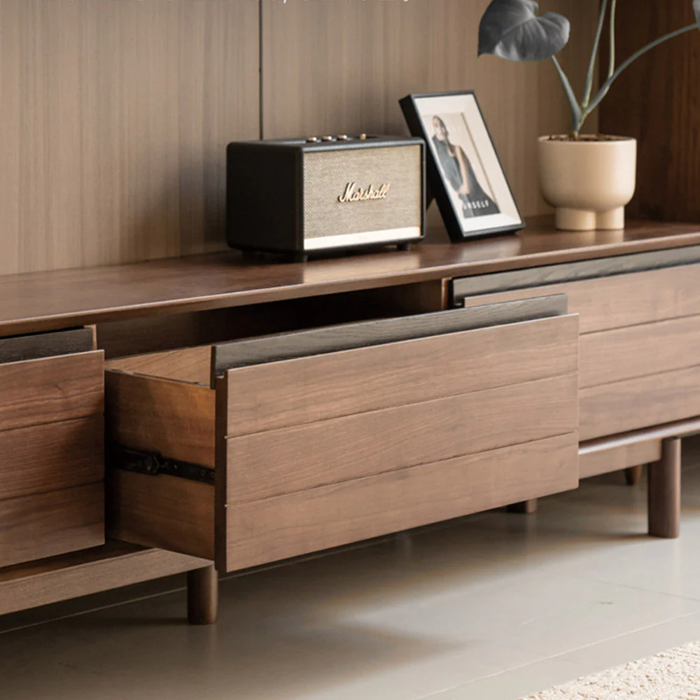 Viano Natural Solid Walnut Entertainment Unit - Image 8