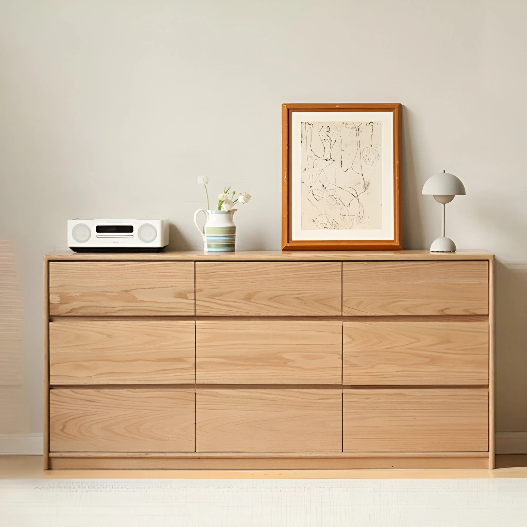 Warburg Natural Solid Oak 9 Drawers Sideboard