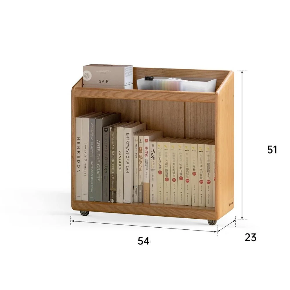 Zelt Natural Solid Oak Mobile Small Bookcase - Image 8