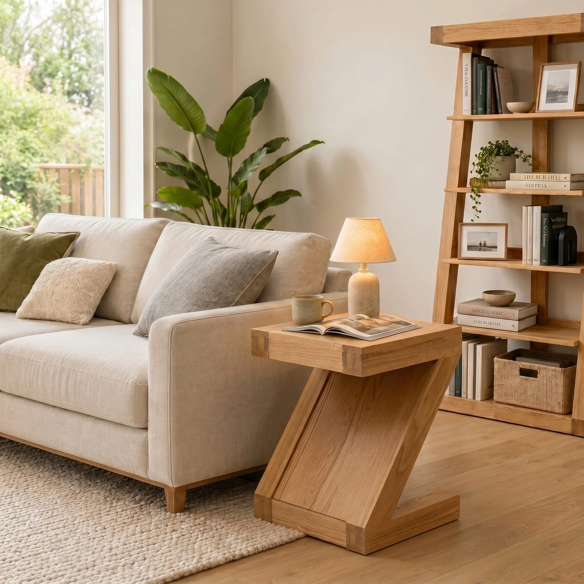 Zetland Natural Solid Oak Lamp Table - Image 3