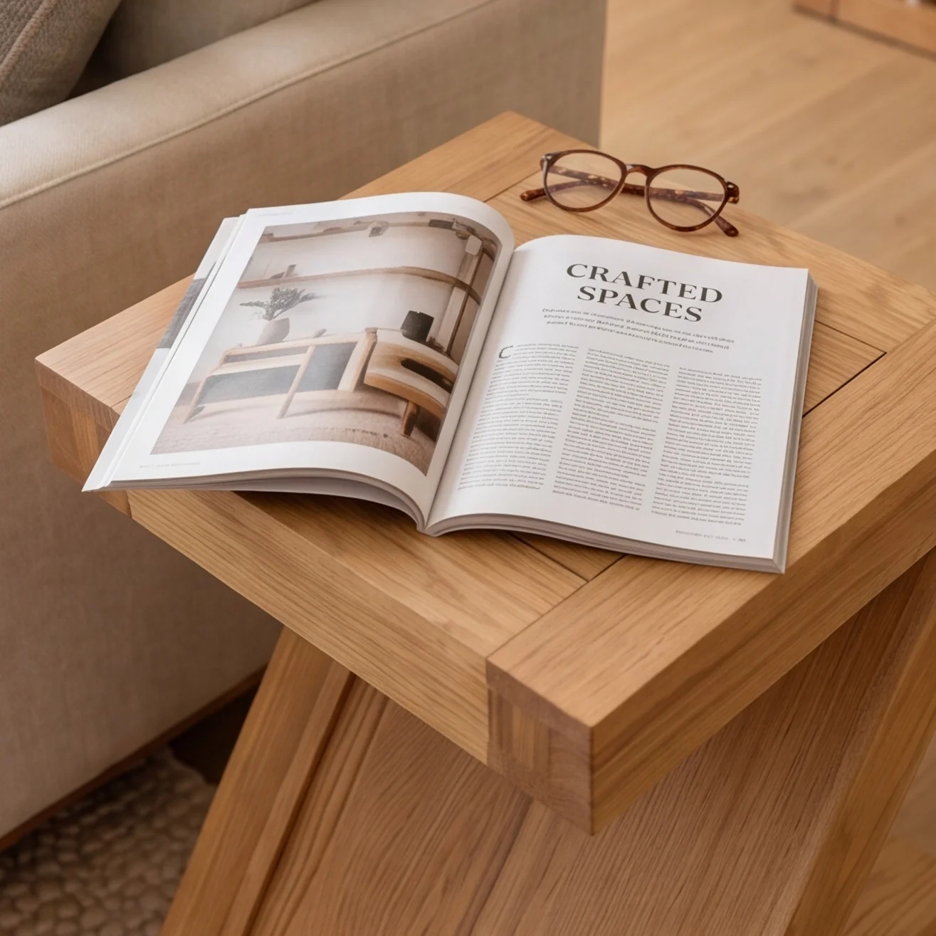 Zetland Natural Solid Oak Lamp Table - Image 5