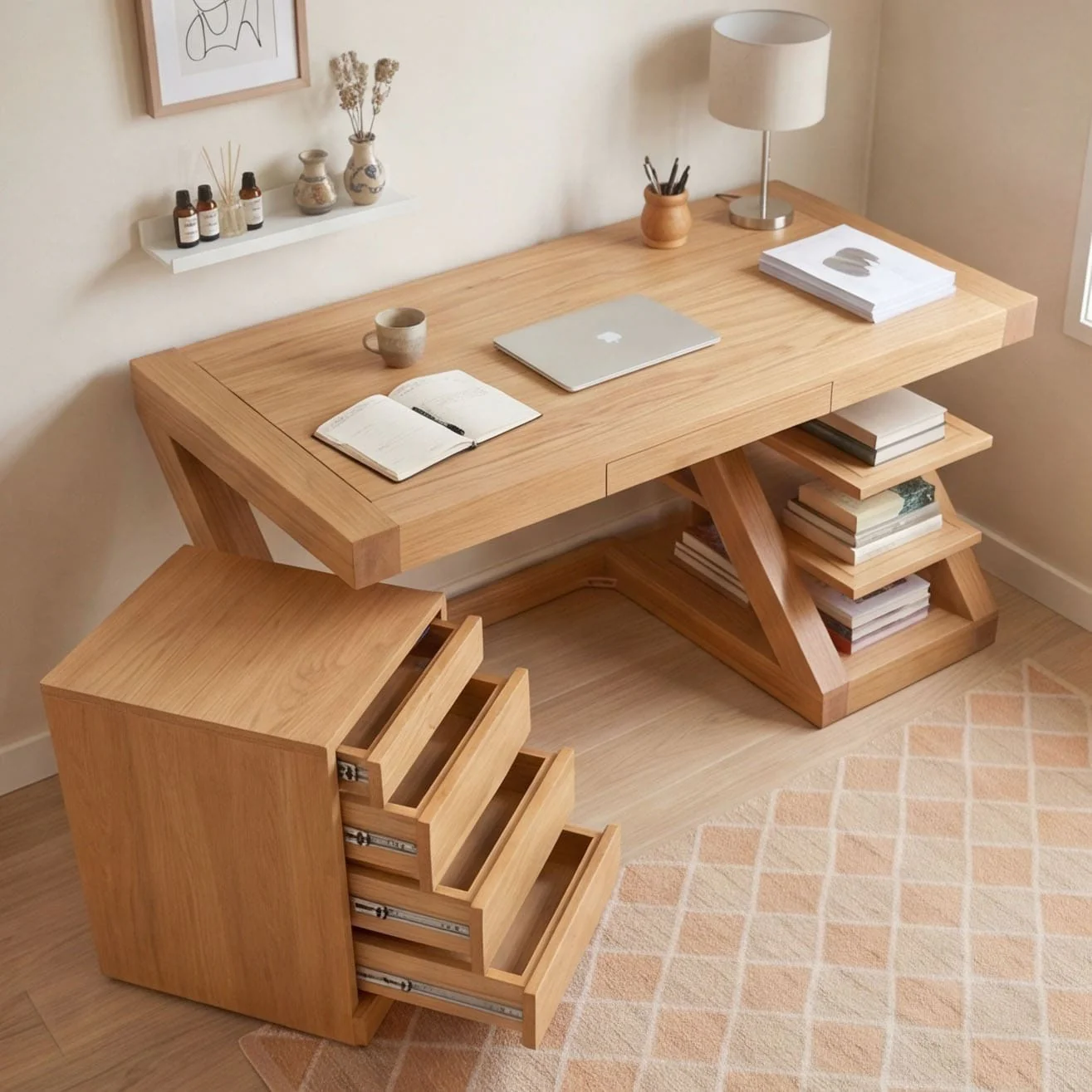 Zetland Natural Solid Oak Work Station - Image 4